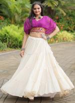 Cotton Purple Navratri Wear Leheriya Print Readymade Lehenga Choli